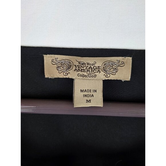 Nine West Vintage America Women's Top Size Medium Black Polka Dot Shirt Blouse - Picture 3 of 12